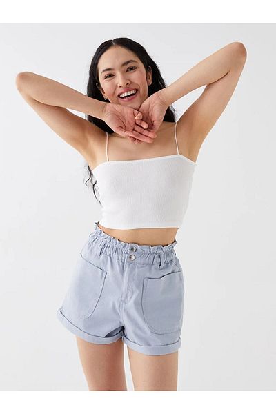 LC Waikiki Dámské tílko se čtvercovým límcem s rovným popruhem Crop