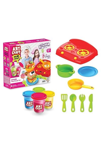 DEDE Art Craft Toy Kitchen Play Dough Set with Stove 12 Pieces