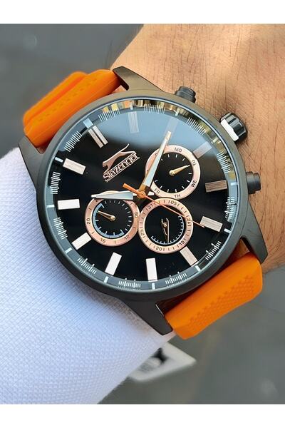Slazenger 5 ATM Waterproof Men's Wrist Watch with Silicone Cord - Functions Active