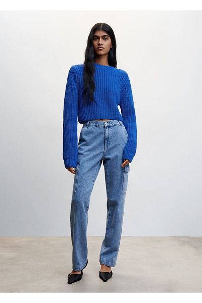 MANGO Woman Pulover decupat cu guler rotund