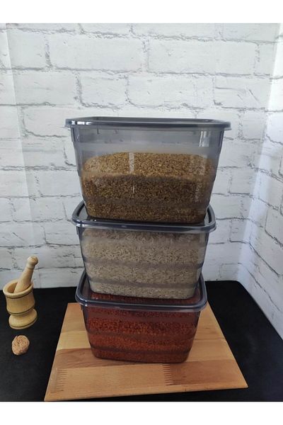 MAVİKÖY 3.5lt 3-Pack Food Pulses Storage Container, Dowry, Picnic, Camping, Nuts, Flour, Tea