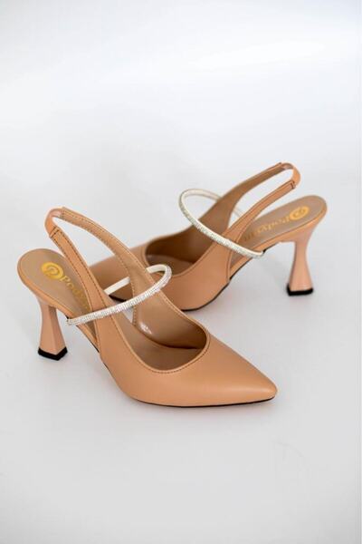 Ayakkabı Podyumum حذاء "ROCKY" نيود - حذاء بكعب كلاسيكي مفتوح من الخلف بطول 9 سم