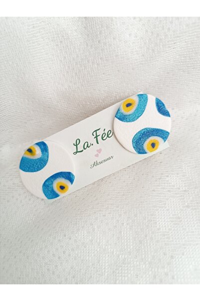 La fee aksesuar Evil eye bead round fixed handmade polymer clay earrings
