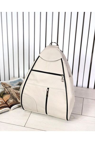 Deribag Rucsac din Piele Veritabila Culoare Crema 26*36*15 Cm