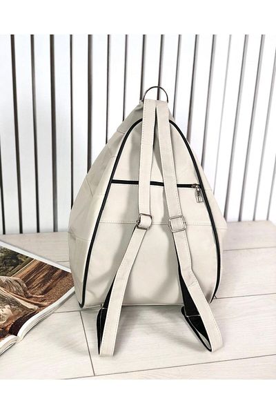 Deribag Rucsac din Piele Veritabila Culoare Crema 26*36*15 Cm