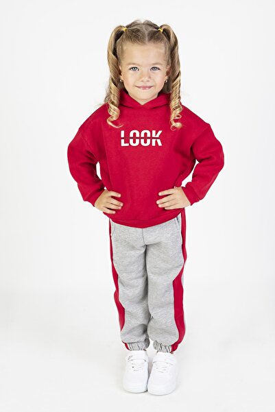 Harika KIDS Σετ φόρμας φόρμας βασικής πλεκτής στάμπας για κορίτσι με τρεις κλ...