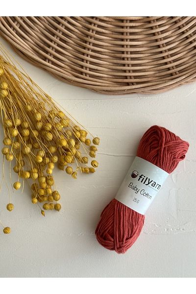 Filyarn Baby Cotton 100% Cotton Punch, Knitting, Amigurumi 25 Gr Cotton Yarn - Tile