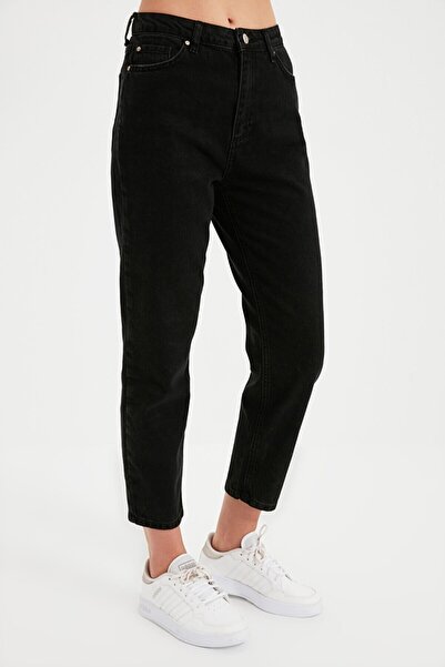 BROSERER Orenge Femei Negru Colorfast Mom Jean Boyfriend Talie înaltă Power L...