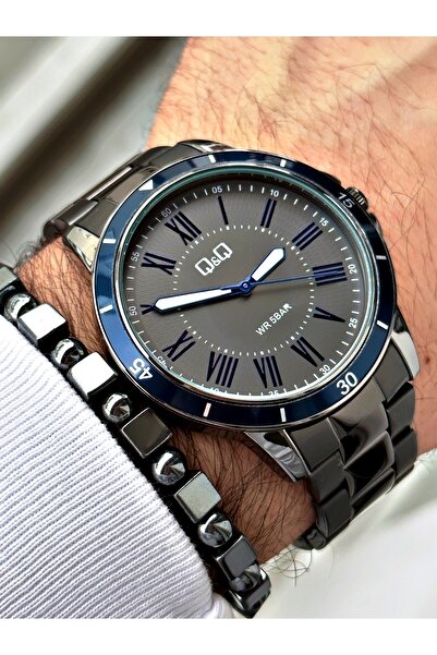 Q&Q Q777J856YW ساعة يد رجالية + هدية سوار