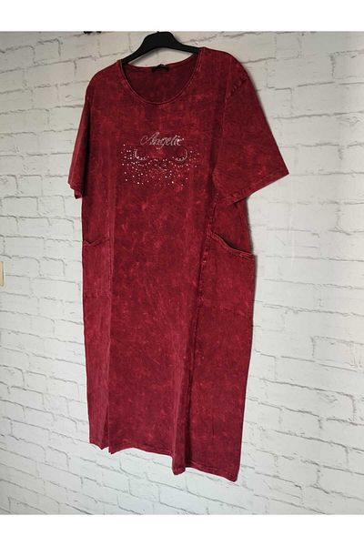 anne moda ankara Culoare burgundă, Bumbac măcinat, țesătură lycra, mâneci scurte fără vedere pe interior, rochie strălucitoare la modă
