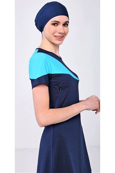 TESMAY Lycra Semi-Covered Pool Swimsuit DARK NAVY BLUE