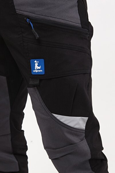 Uniprom Iş Pantolonu Madrid Model 10 Cepli Full Likralı Diz Destekli Siyah