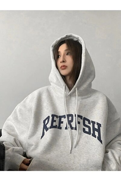 Machetta Büyük Beden Unisex Refrfsh Baskılı 3 iplik Oversize Kapüşonlu Sweatshirt