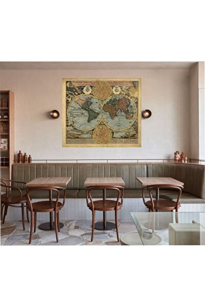 HDART Dekoratif Soyut Modern Eskitme Dünya Haritası Harita Duvar Tablo Tablosu