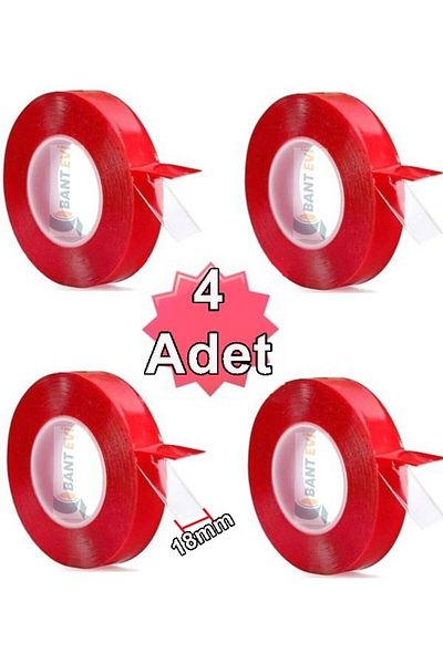 BANT EVİ Double Sided Silicone Transparent 4 Pieces X 2meters Strong Vhb Mounting Tape