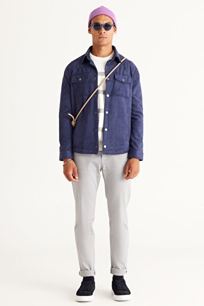 ALTINYILDIZ CLASSICS Férfi ekrüszürke, normál szabású, normál szabású nyakú, 100% pamut kötöttáru pulóver