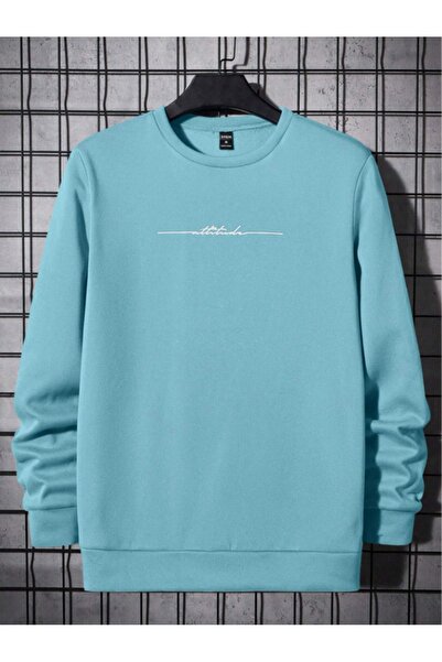 Adrift Hanorac oversize colorat cu decolteu rotund Attitude ALBASTRU BEBE