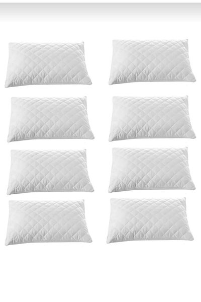 AYHOME 8 Pieces Quilted Liquid Proof Pillow Cover Pillow Protector Pillow Case Cotton White 50x70 Cm