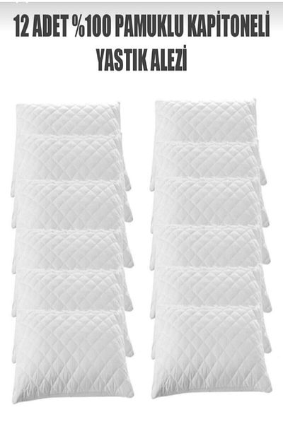 AYHOME 12 Pieces Quilted Liquid Proof Pillow Cover Pillow Protector Pillow Case Cotton White 50x70 Cm