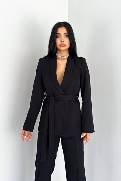 Bella Breeze Γυναικείο κοστούμι εύκαμπτο παντελόνι που δένει με τεχνητό τσέπες