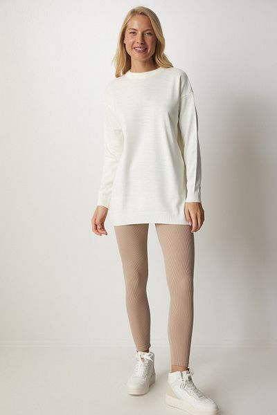 Happiness İstanbul Women's Bone Crew Neck Basic Sweater BV00077