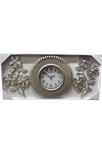 M3DECORİUM Üç 3 Parçalı Aynalı Gümüş Ferforje Oymalı Eskitme Duvar Saati