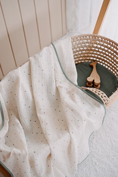 TBA COLLECTION بطانية موسلين| النقاط الخضراء