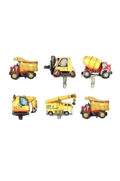 LOTUS PARTY مجموعة بالونات فويل لآلات البناء الصغيرة المكونة من 6 قطع