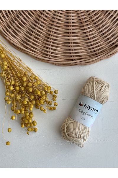 Filyarn Baby Cotton 100% Cotton Punch, Knitting, Amigurumi 25 Gr Cotton Yarn - cream
