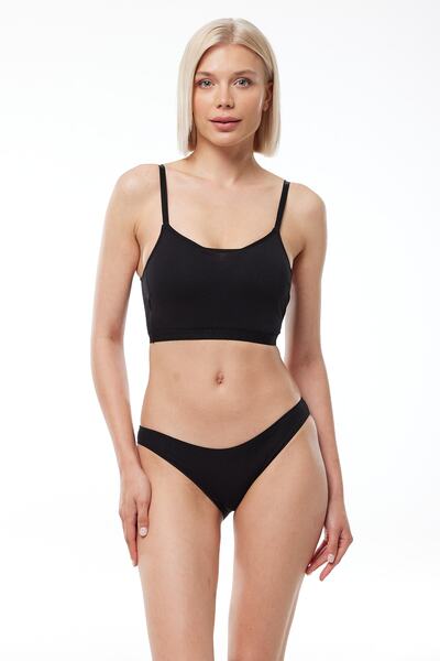 Malabadi Γυναικεία Μαύρα 6 Πακέτα Modal Χαμηλόμεσα Σλιπ εσώρουχα 183