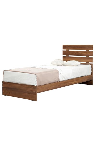 PASİFİC HOME Huga Tek Kişilik Ahşap Karyola Ceviz 90lk / 90x200 Başlıklı Genç...