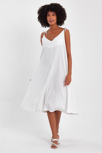 ALEXANDERGARDI TIE-DETAIL STRAP MIDI DRESS (B23-00133)