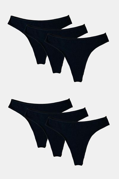 Malabadi Black Modal String Thong - 6 Pack Women 186