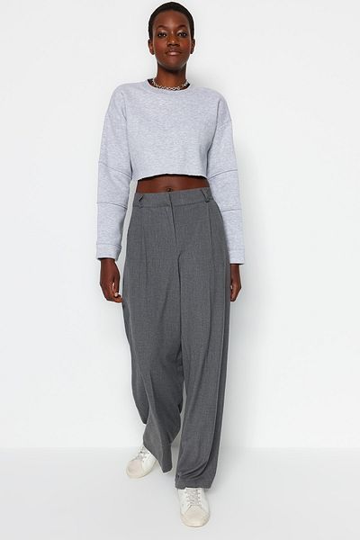 Trendyol Collection Extra széles szárú antracit Palazzo nadrág - TWOSS23PL00062
