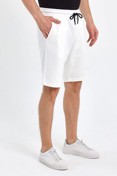 VERDONE Embossed Logo Printed Premium Fabric White Men's Shorts