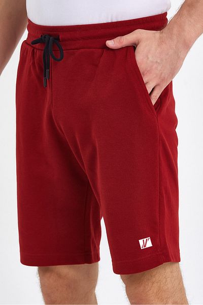 VERDONE Embossed Logo Printed Premium Fabric Claret Red Men's Shorts