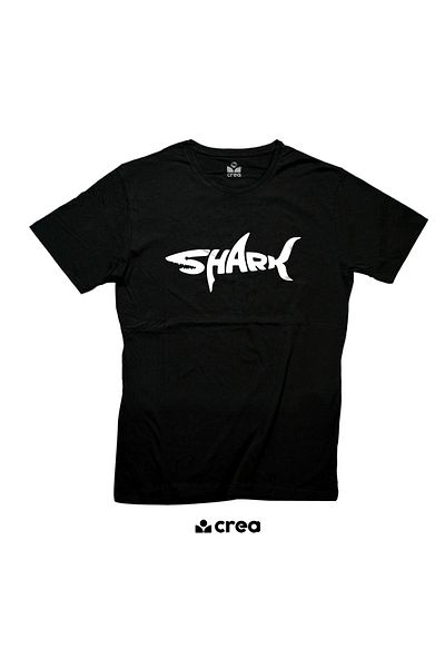 Crea Eymer Wear Μπλουζάκι με λαιμόκοψη με μοτίβο καρχαρία 100% βαμβακερό μαύρο