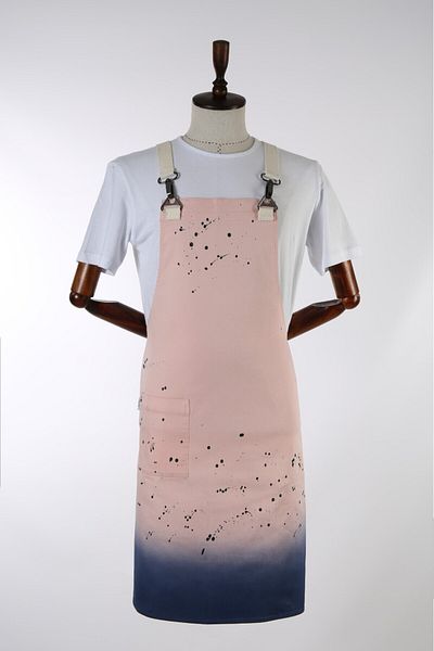 MyChef Chef Kitchen Apron Pink Drop Patterned Chef Aprons with Pockets and Adjustable Straps