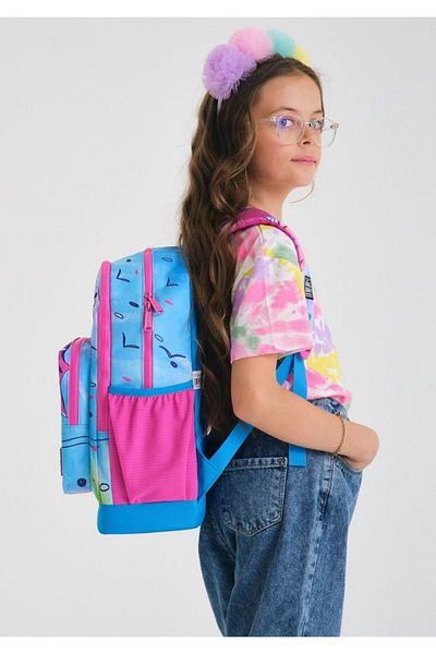Coral High Set rucsac și suport stilou pentru școală primară Blue Pink Flamingo
