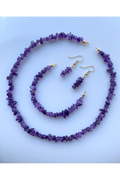 VALİOSO JOYA Ametist Kırıktaş Doğal Taş Set