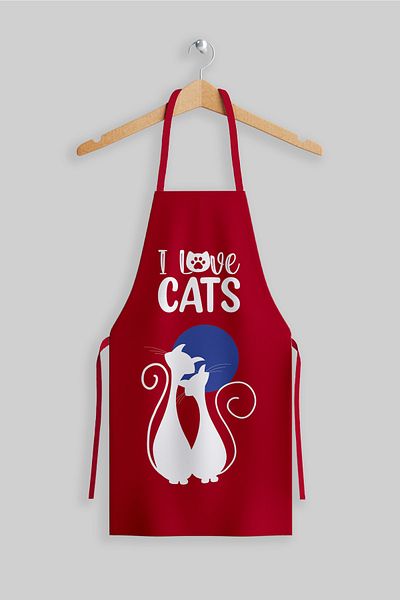 AYSHOME Ays Home Red I Love Cat Kitchen Apron (60 cm x70 cm