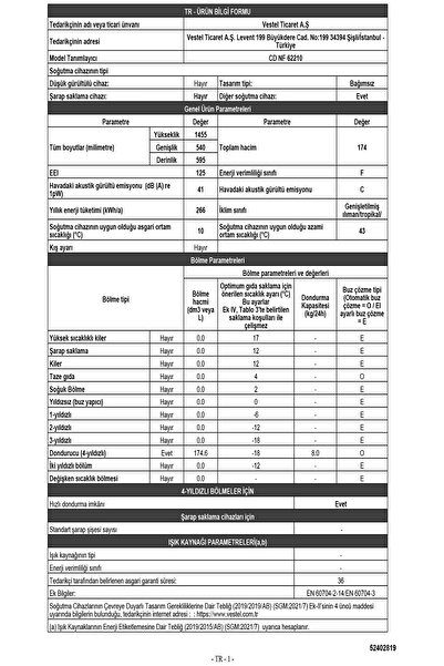 Regal CD NF 62210 Derin Dondurucu