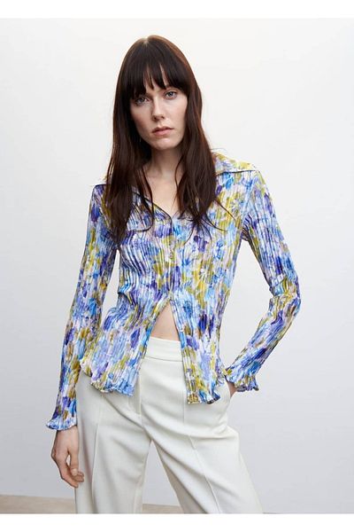 MANGO Woman Cămașă înconjugată cu model