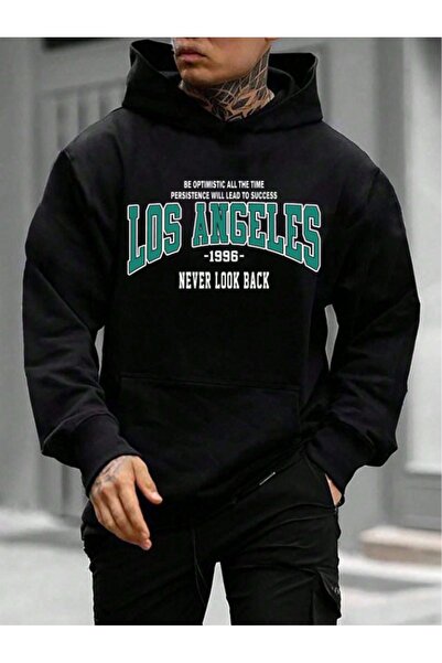 Adrift Unisex Γυναικεία/Ανδρικά Μαύρα Φούτερ με στάμπα Los Angeles 1996 με κο...