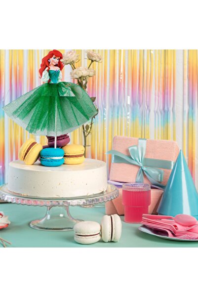 Atölye Doruk ديكور حفلات الأميرة الصغيرة آرييل حورية البحر (3 قطع) أعواد كعكة...