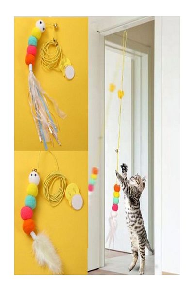 Fashion Base Elastic Cat Play Rod - Adhesive