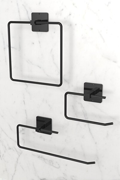 KARTEYA Yapışkanlı Siyah Kare Havluluk Rulo Havluluk Wc Peçetelik Kağıtlık 3'...