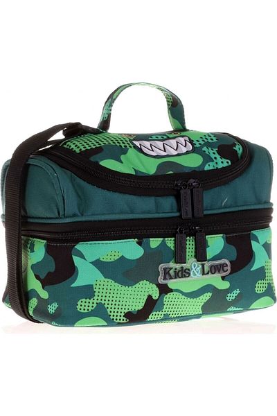 KAUKKO Kids&love Boy Green Dinosaur Lunchbox - Thermal Insulated