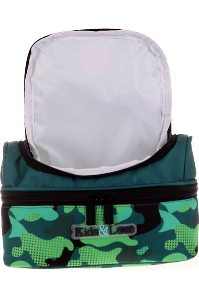 KAUKKO Kids&love Boy Green Dinosaur Lunchbox - Thermal Insulated