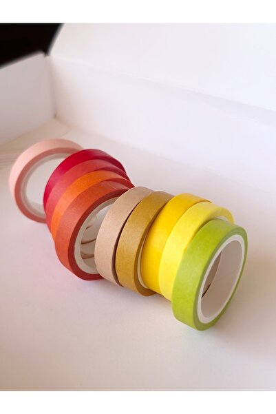 Genel Markalar 10’lu Dekoratif Kağıt bant | Sarı-Turuncu Tonlar (8mmX4m) Tamir Bandı Sarı-Turuncu